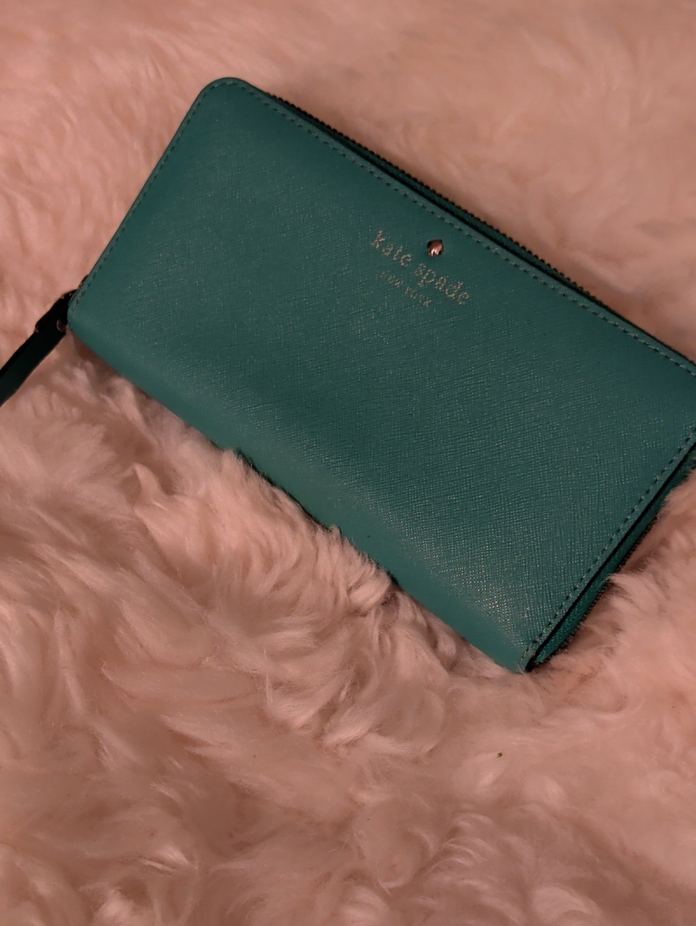 kate spade teal zip-around wallet